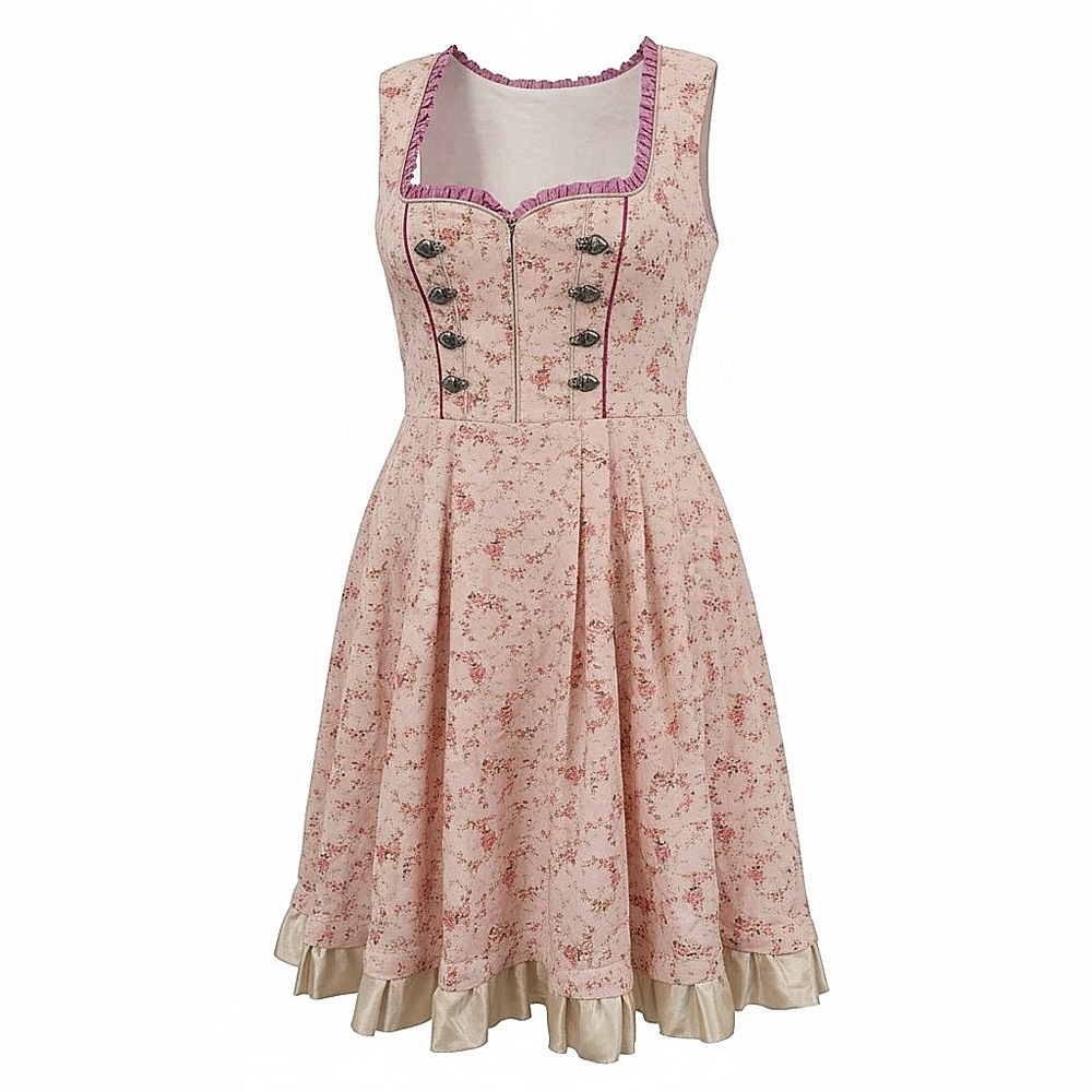 NWT! Lolita Pink Floral Sleeveless Fit-and-Flare Dress with Ruffle Trim